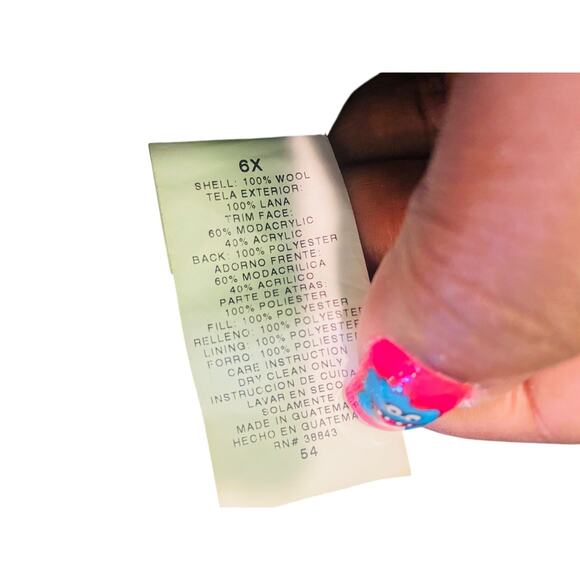 Rothschild Girls Button Down Coat Faux Fur Collar Cuffed Charcoal Gray Size 6X - Picture 9 of 9